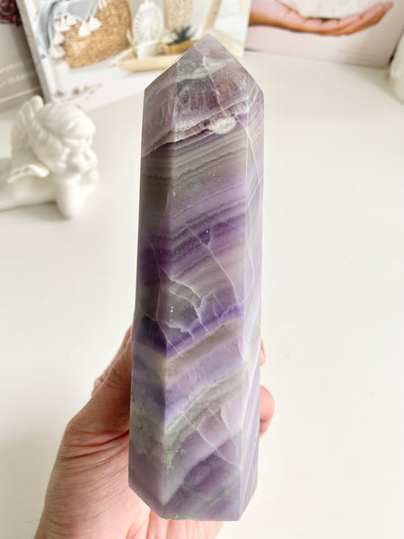 Purple Silky Fluorite Tower #1