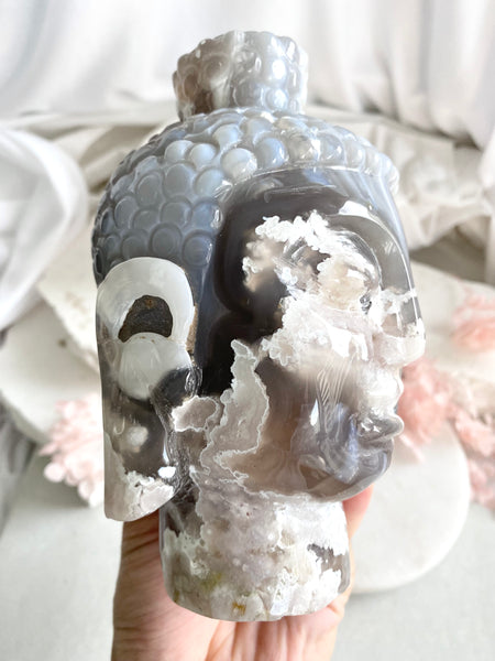 Flower Agate Buddha Head #6