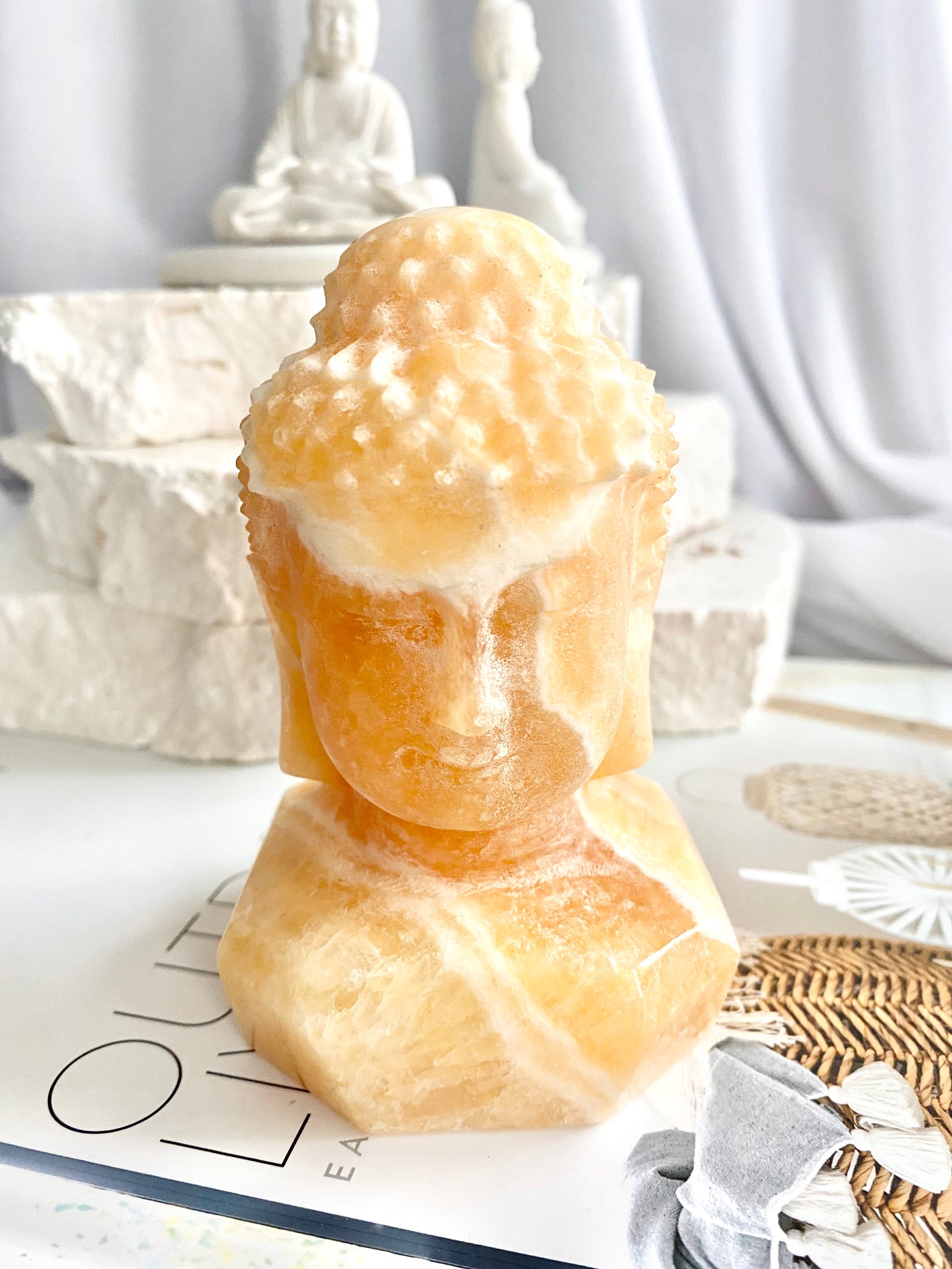 Orange Calcite Buddha Head #2
