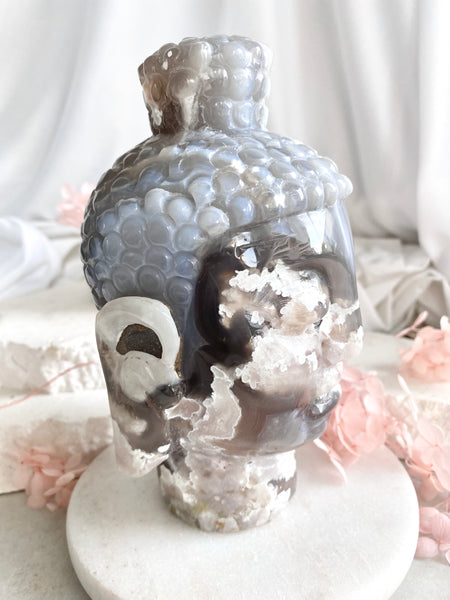 Flower Agate Buddha Head #6