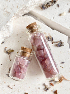 Lavender Rose Quartz Chips Bottle