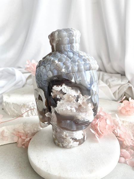 Flower Agate Buddha Head #6