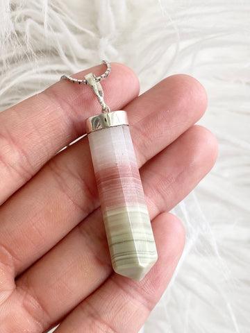 Pink Banded Calcite Onyx Pendant