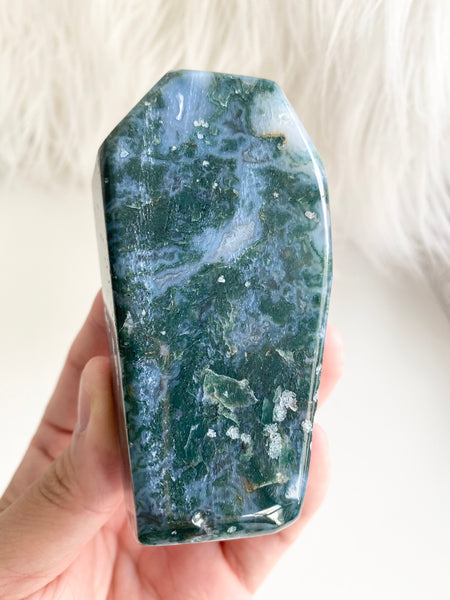 Moss Agate Coffin Bowl #5
