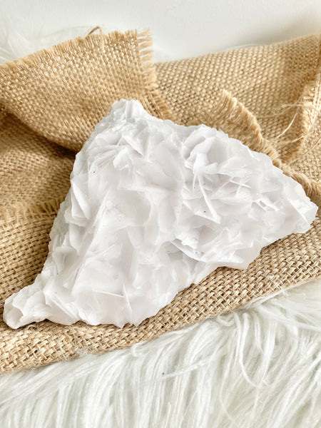 White Flake Calcite Cluster #10