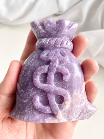 Lepidolite Pouch Carving #3