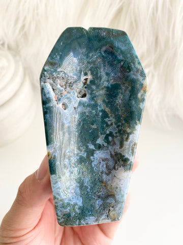 Moss Agate Coffin Bowl #6
