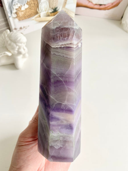 Purple Silky Fluorite Tower #1