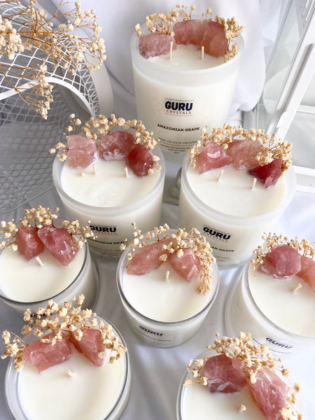 Amazonian Grape - Rose Calcite Infused Candle