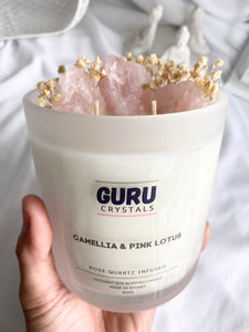 Camellia & Pink Lotus - Rose Quartz Infused Candle
