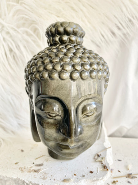 Golden Sheen Obsidian Buddha Head #2