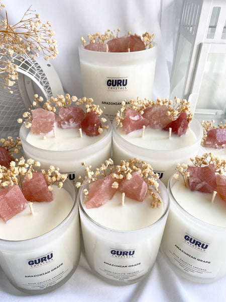 Amazonian Grape - Rose Calcite Infused Candle