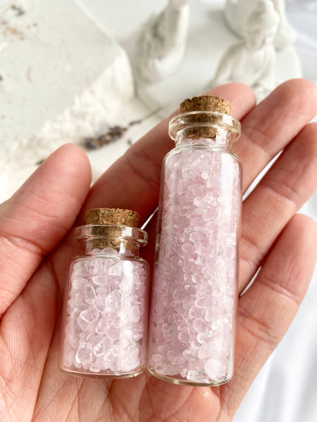 Rose Quartz Chips Bottle