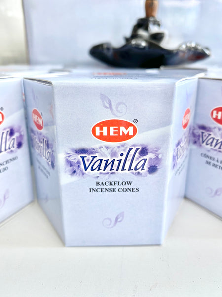 HEM BACKFLOW Vanilla Incense Cones