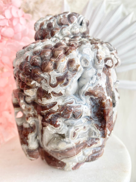 Druzy Mexican Agate Buddha Head #1