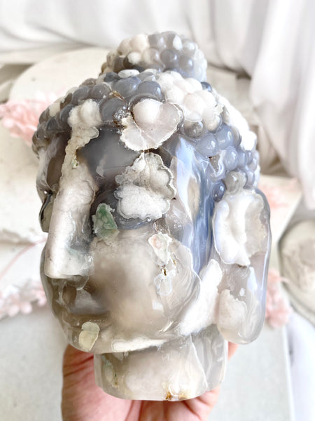 Flower Agate Buddha Head #3