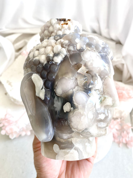 Flower Agate Buddha Head #3