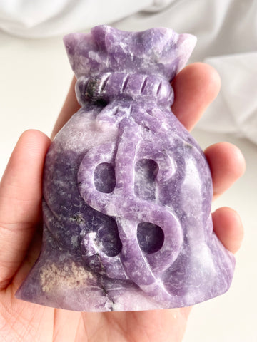 Lepidolite Pouch Carving #5