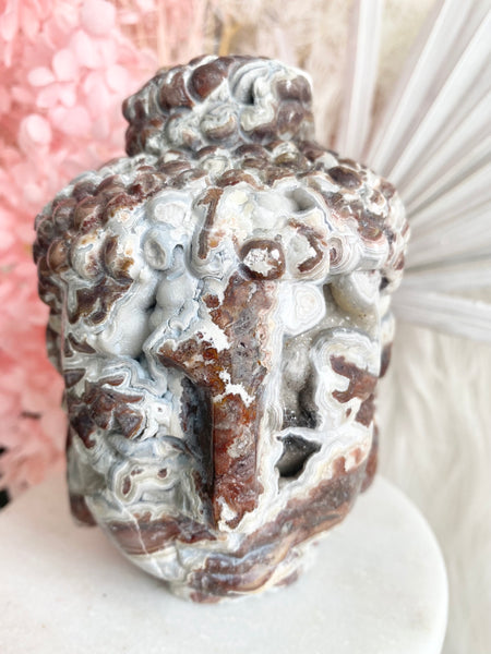 Druzy Mexican Agate Buddha Head #1