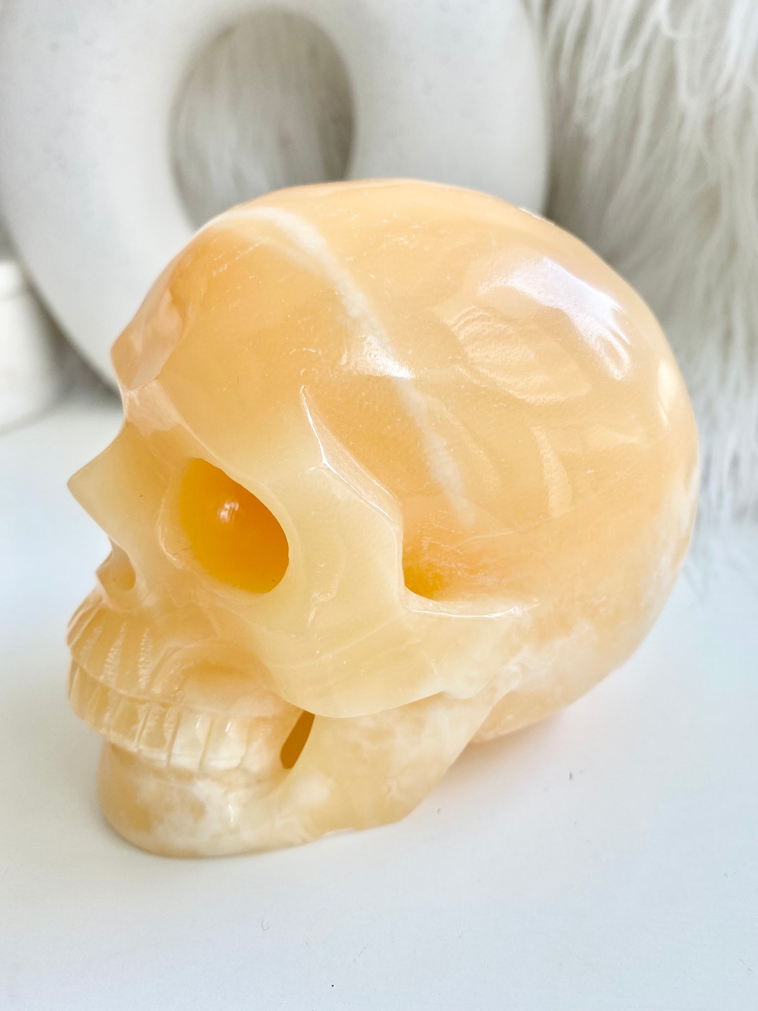 Orange Calcite Skull #4