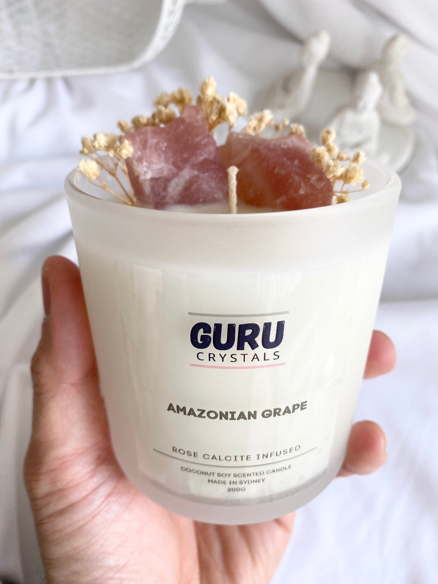 Amazonian Grape - Rose Calcite Infused Candle