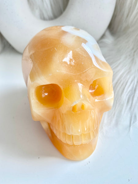 Orange Calcite Skull #3