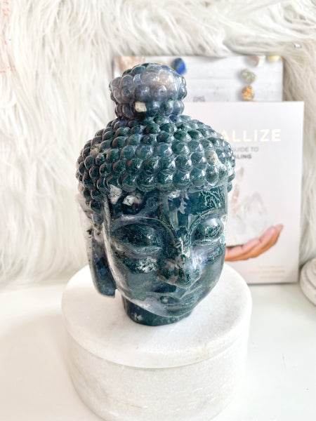 Moss Agate Buddha Head #11