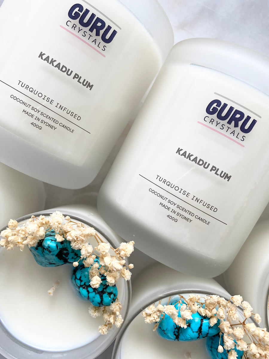 Kakadu Plum Turquoise Infused Candle GURU CRYSTALS