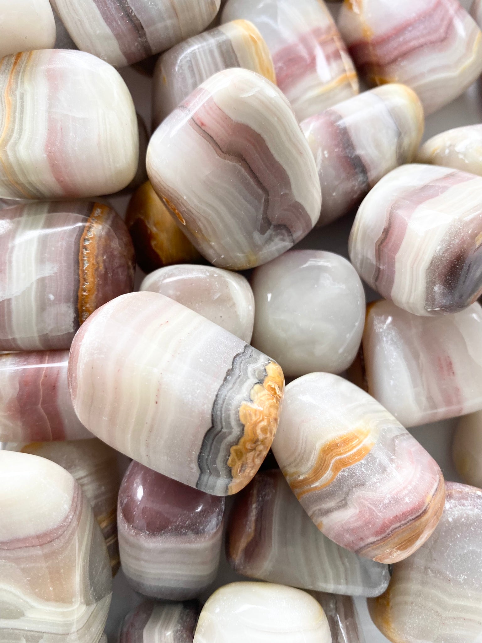 Banded Calcite Rocks Pink Banded Calcite Tumbled – GURU CRYSTALS